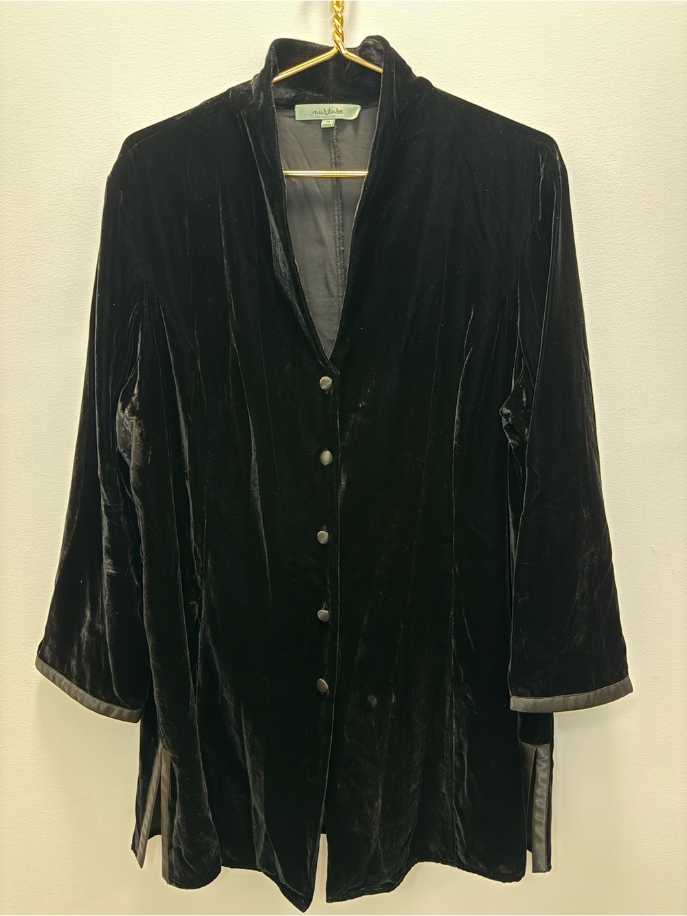 Nurture by Lamaze Size 18 Black Velvet Long Tunic Jacket Y2K